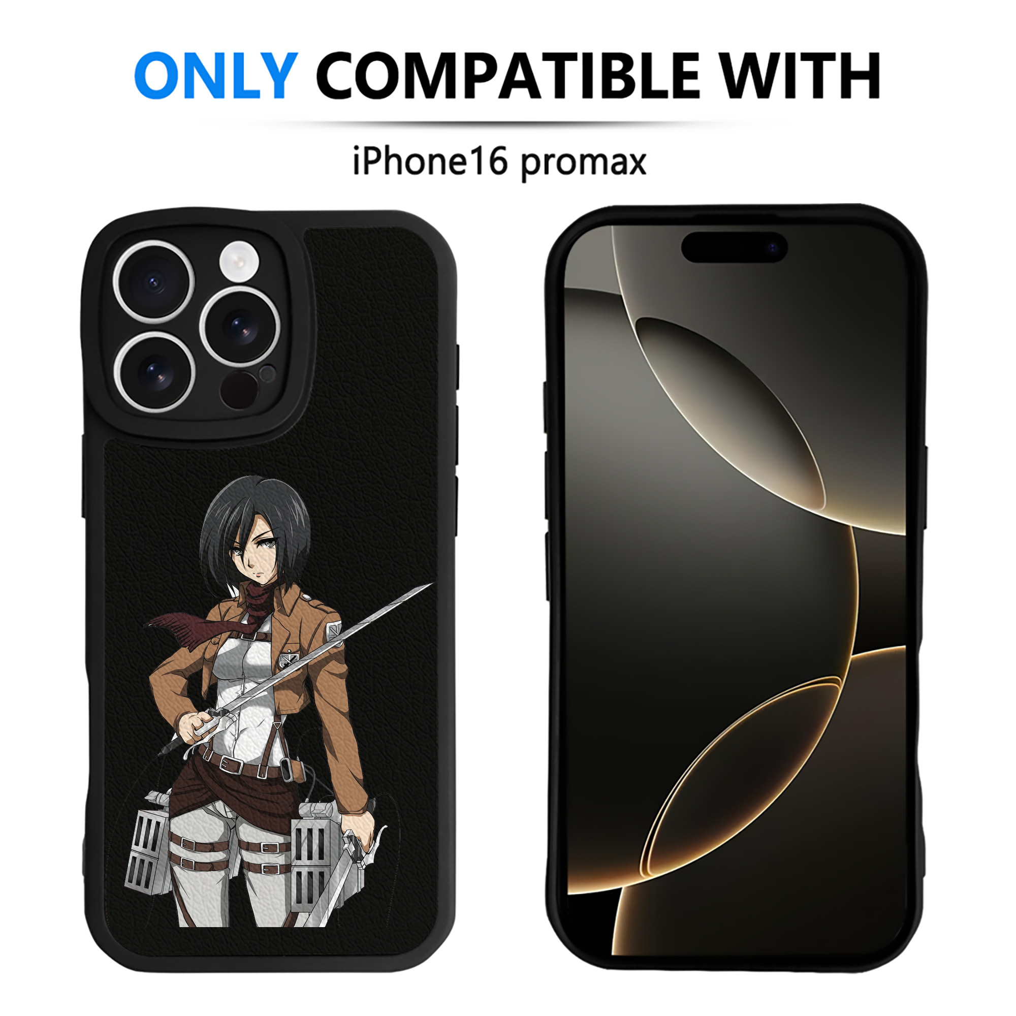 （画像用） 進撃の巨人 ミカサ·アッカーマン Attack on Titan Mikasa Ackerman 【iPhone 16シリーズ対応】シリコンスマホケース（レザー調） 材質：シリコン